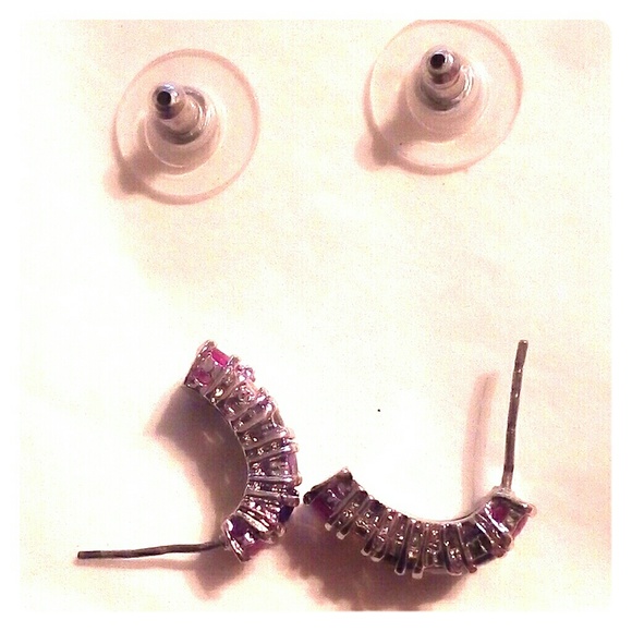 New directions multi colored rhinestone earrings - Picture 4 of 6